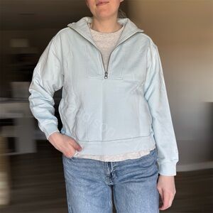 Everlane Sky Blue Track Half-Zip Pullover Sweatshirt Medium
